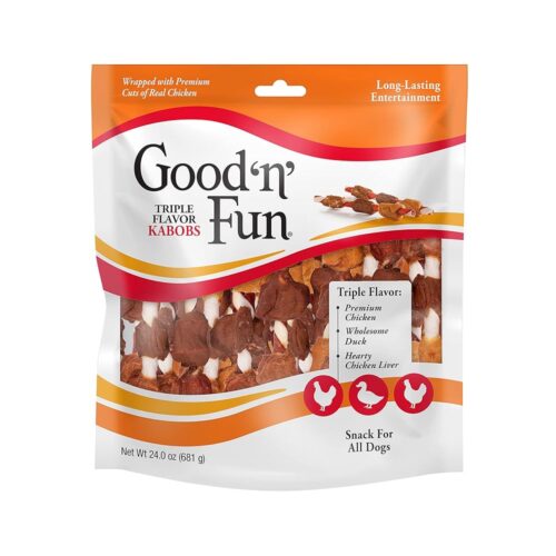 Delicious Delight: Good'N'Fun Triple Flavored Rawhide Kabobs for Dogs!