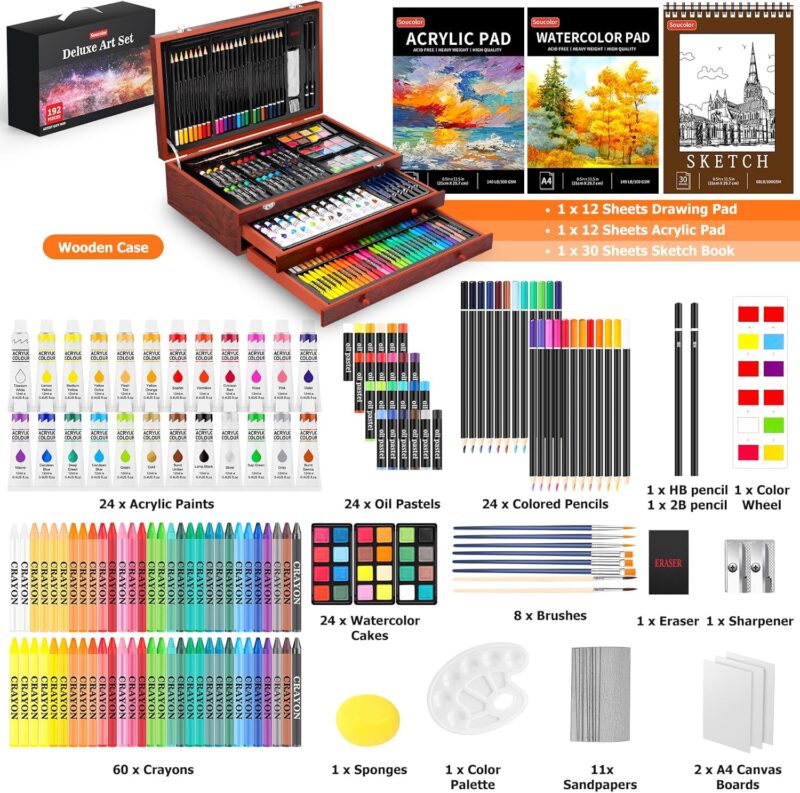 Unleashing Creativity: A Review of the Soucolor 192-Pack Deluxe Art Set