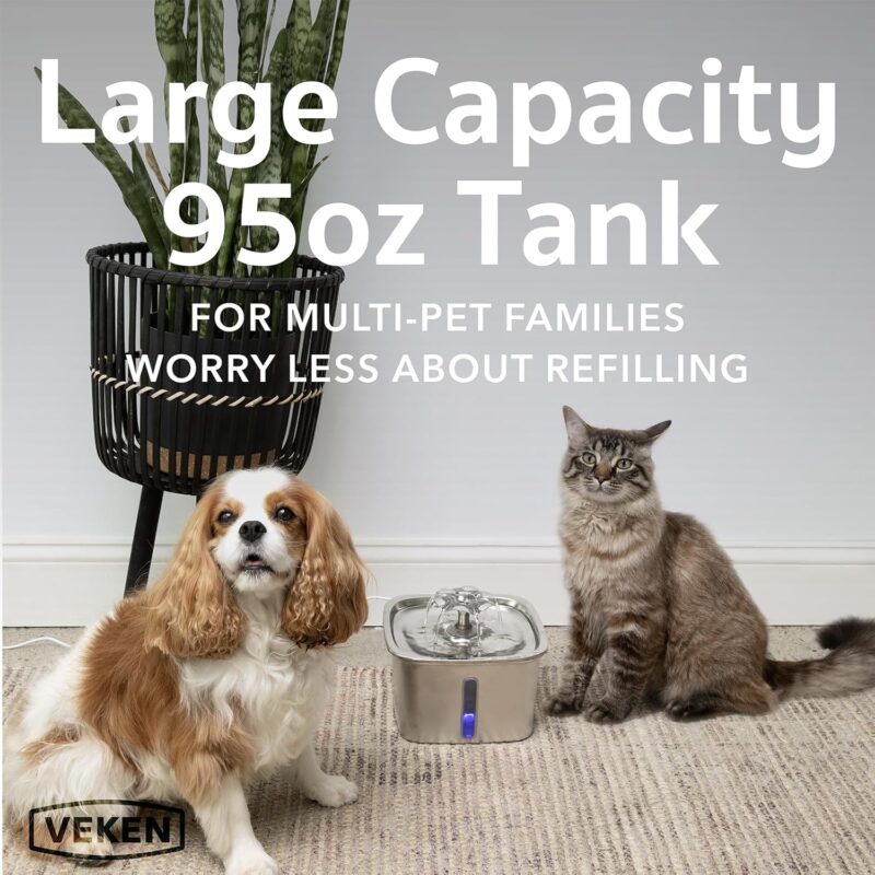 Veken Stainless Steel Cat Water Fountain: A Must-Have for Pet Hydration!