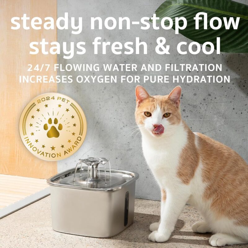 Veken Stainless Steel Cat Water Fountain: A Must-Have for Pet Hydration!