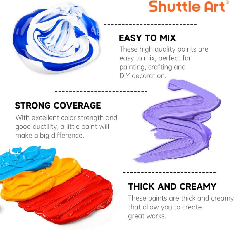 Vibrant Creativity: Reviewing Shuttle Art's 50-Color Acrylic Paint Set