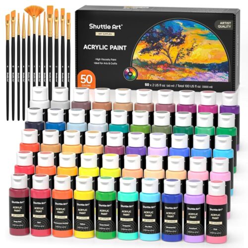 Vibrant Creativity: Reviewing Shuttle Art's 50-Color Acrylic Paint Set