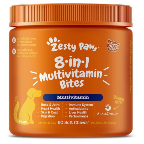 Zesty Paws Dog Multivitamin: Essential Chewable Support for Healthy Hips, Joints, Skin, and Coat!