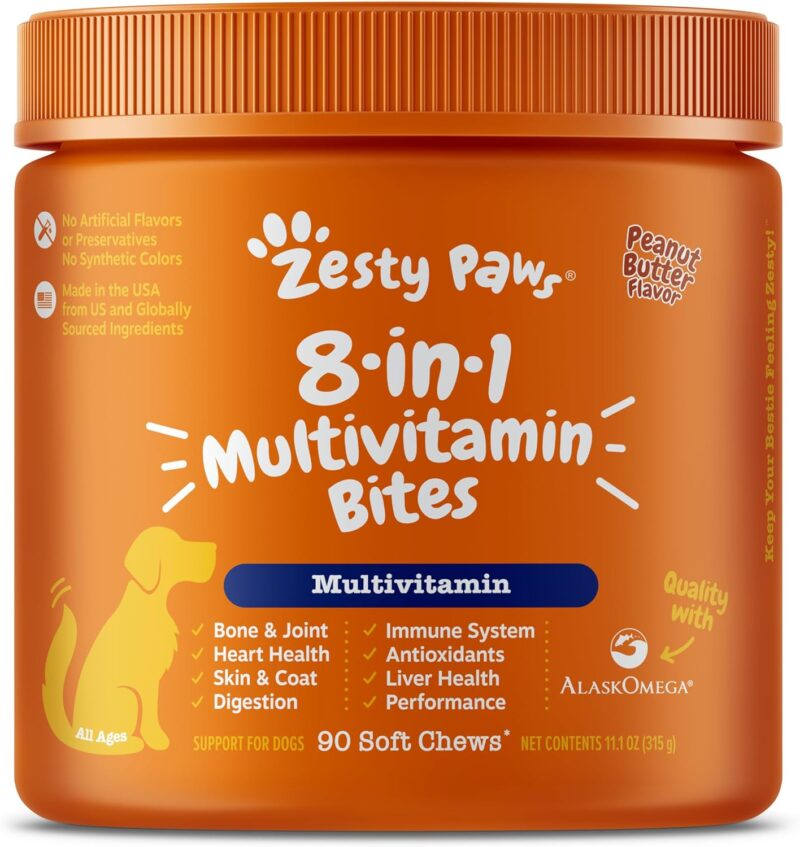 Zesty Paws Dog Multivitamin: Essential Chewable Support for Healthy Hips, Joints, Skin, and Coat!