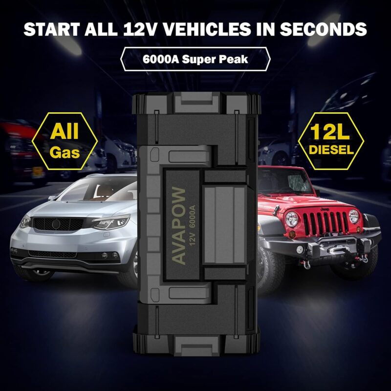 AVAPOW 6000A Jump Starter: Power and Versatility for Your Vehicle