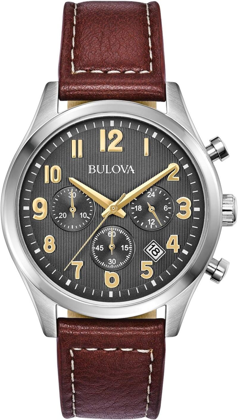 Bulova Men's 6-Hand Chronograph Leather Watch