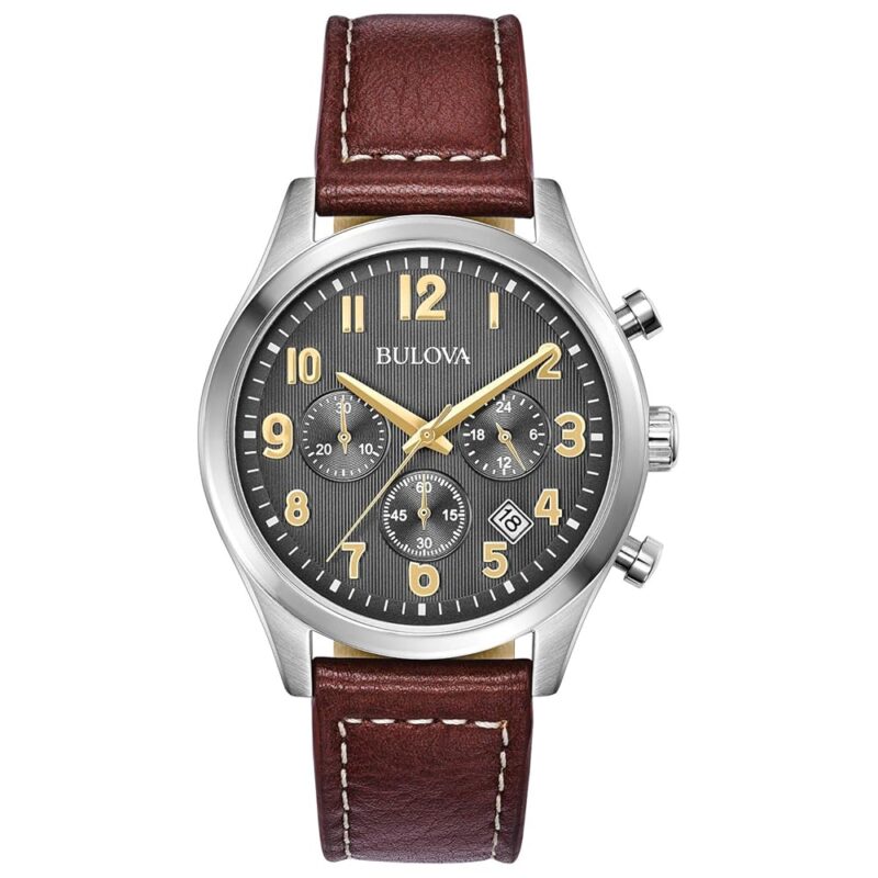 Bulova Men's 6-Hand Chronograph Leather Watch