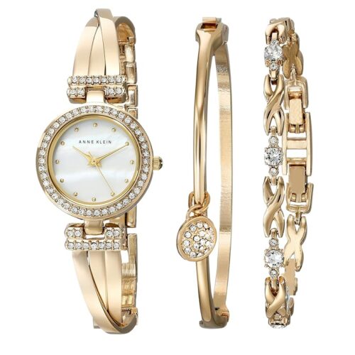 Elegance Redefined: Anne Klein Crystal Accented Bangle Watch & Bracelet Set Review