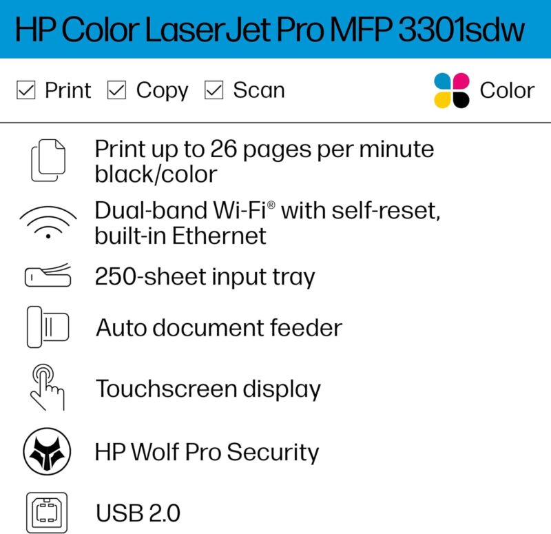 HP Color LaserJet Pro MFP 3301sdw Wireless All-in-One Printer Review