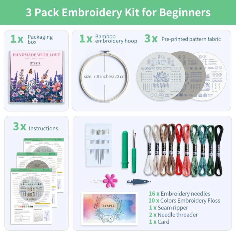 Review of the ETSPIL Beginner Embroidery Kits