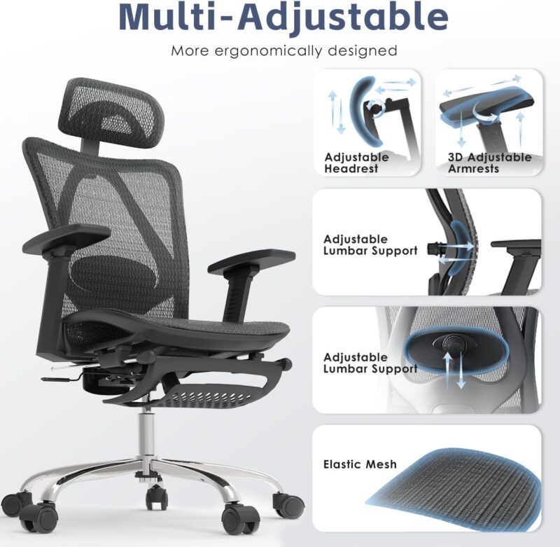 Ultimate Comfort: Review of the Ergonomic Office Chair with Lumbar Support & Footrest